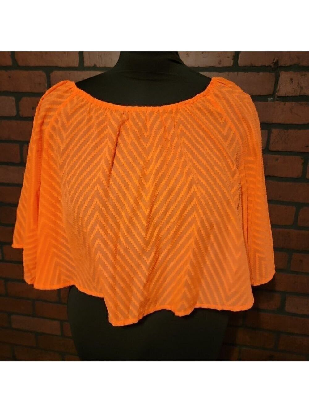 Gianni Bini Orange sheer crop top size med.